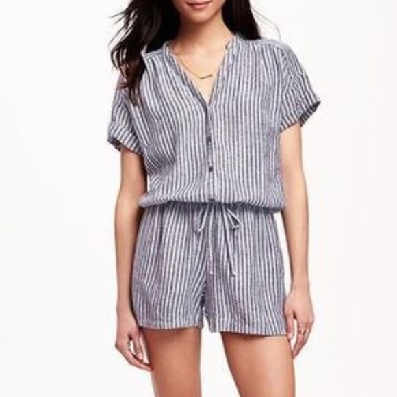old navy striped linen jumpsuit